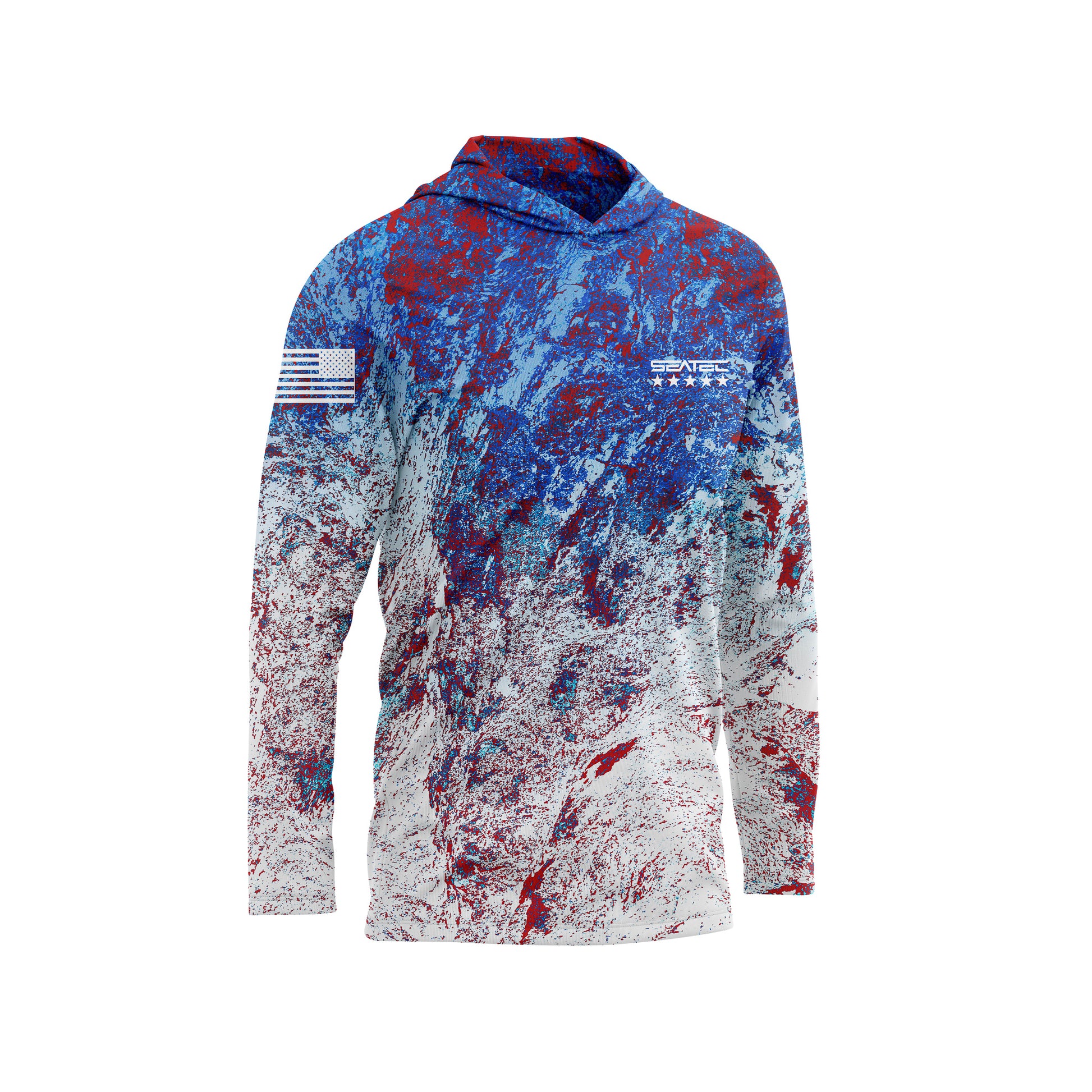 Patriot Men's Hooded Performance Shirt – Lightweight, moisture-wicking fishing shirt for active outdoor use with UPF sun protection