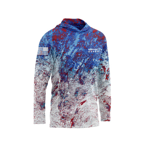 Patriot Men's Hooded Performance Shirt – Lightweight, moisture-wicking fishing shirt for active outdoor use with UPF sun protection