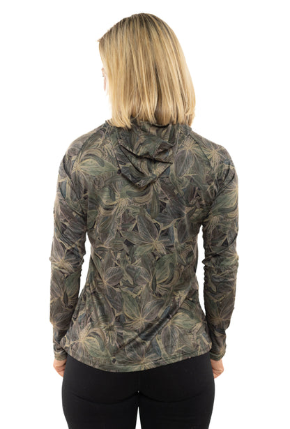 Seatec Women's Mangrove Camo Hooded Performance Shirt – Lightweight, moisture-wicking fishing shirt for active outdoor use with UPF sun protection