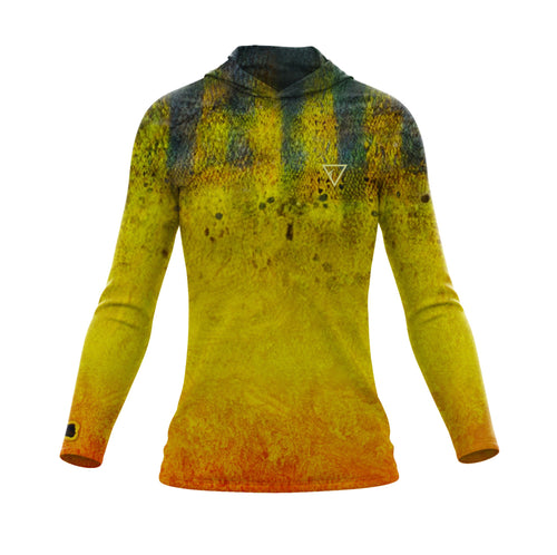 Seatec Women's Peacock Bass Hooded Performance Shirt – Lightweight, moisture-wicking fishing shirt for active outdoor use with UPF sun protection