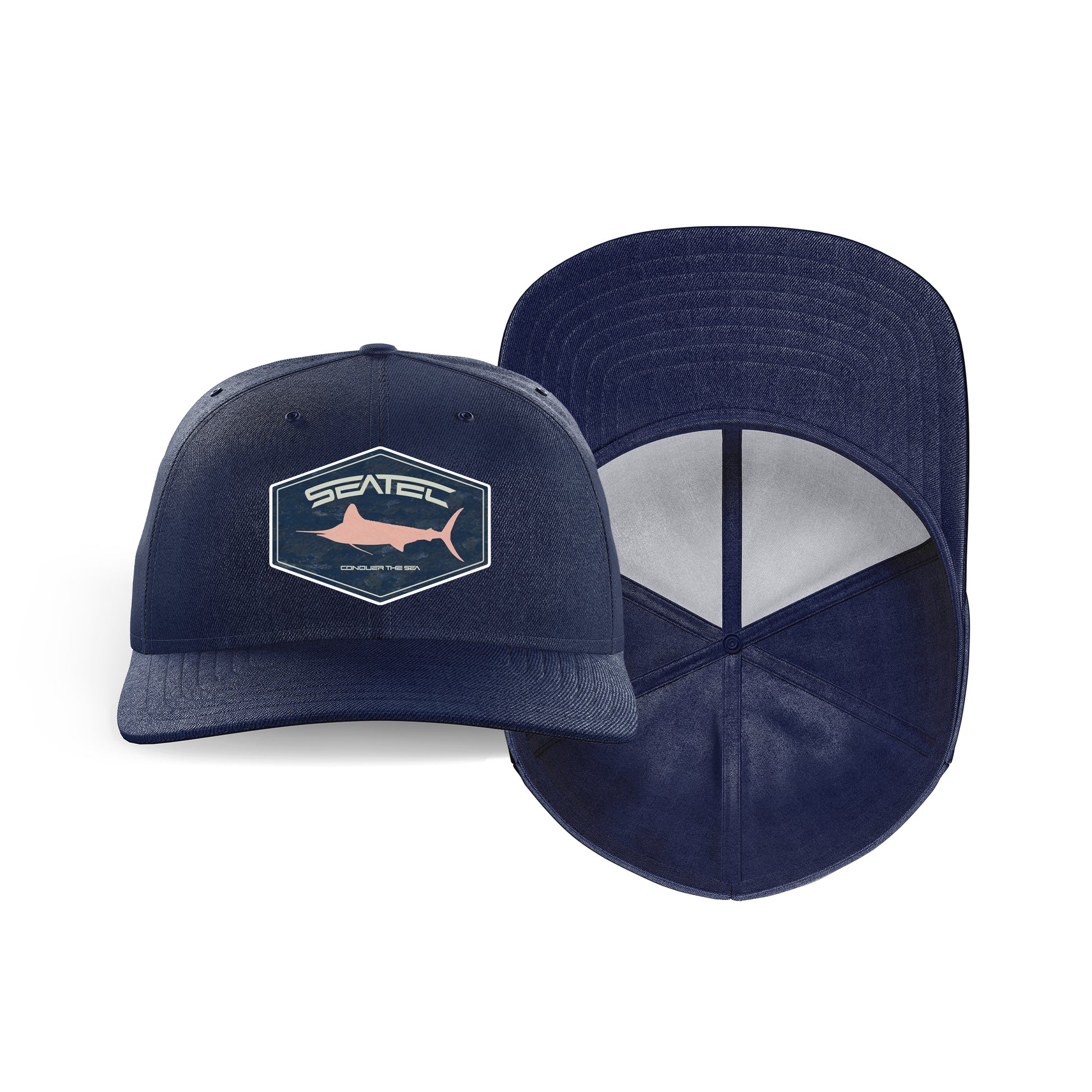 Seatec Outfitters White Marlin Mesh Snapback Cap, Tri Tec Performance Headwear