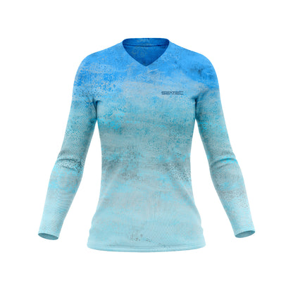 mahi blue v neck long sleeve shirt for women